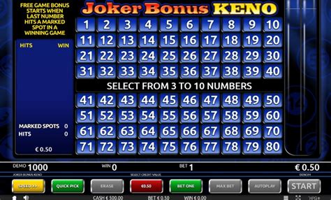Joker Bonus Keno PokerStars