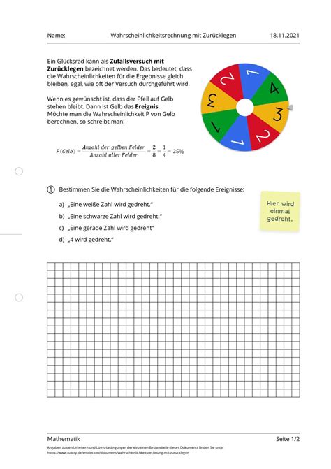 Wahrscheinlichkeitsrechnung roleta facharbeit